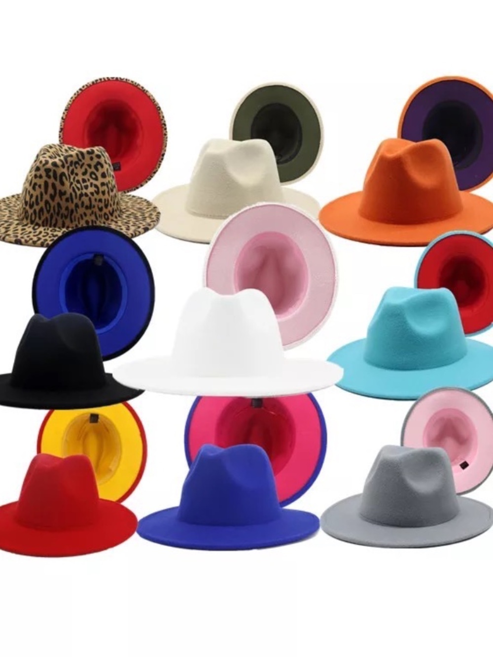 Wo/Men Faux Vegan Wool Warm Fedora Wide Brim Hat